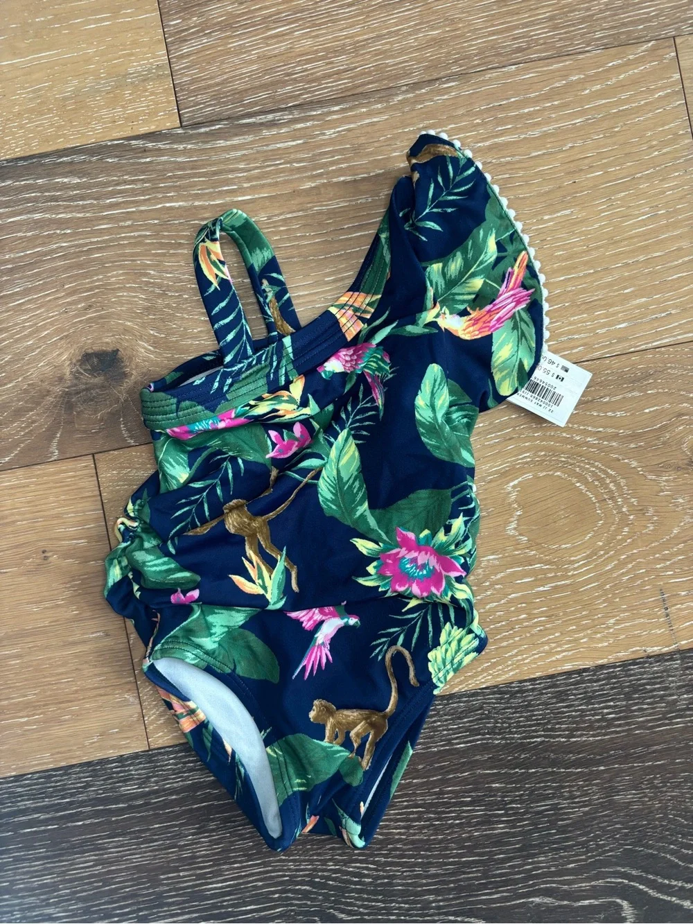 Janie and Jack Tropical Monkey Ruffle Swimsuit NWT 6-12M UPF 50+